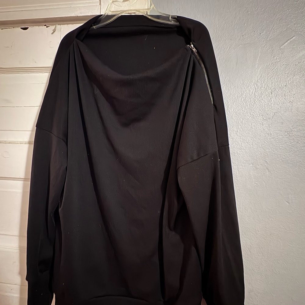 Chic Black Draped Top with Unique Neckline